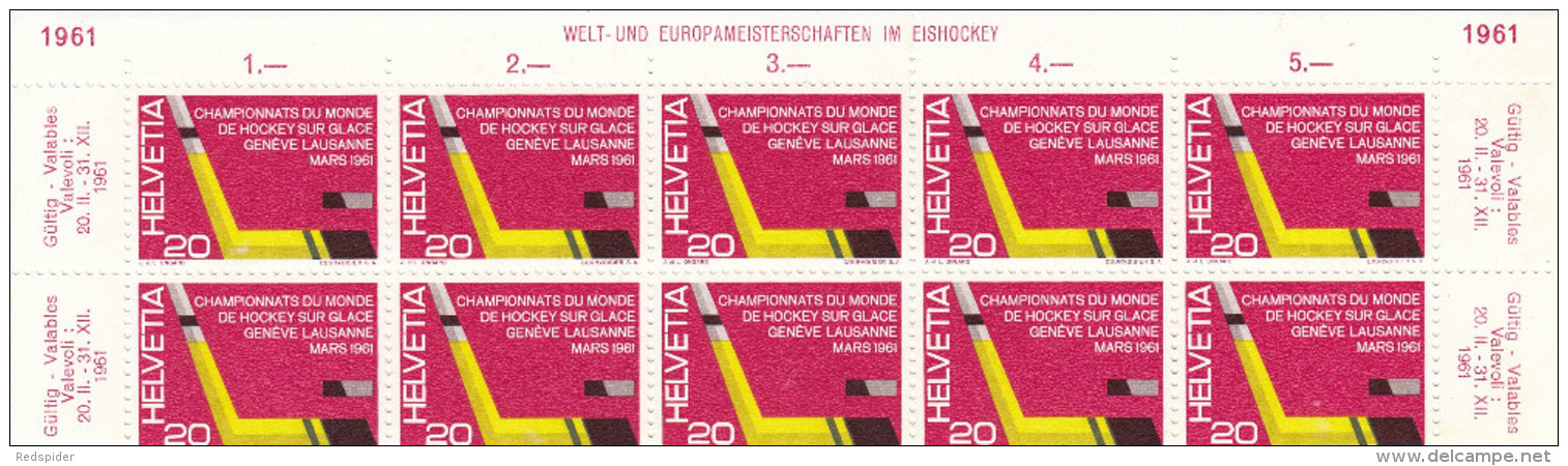 EISHOCKEY-ICEHOCKEY-HOCKE Y SUR GLACE-HOCKEY SU GHIACCIO, SWITZERLAND, 1961, 10 Pieces / MNH !! - Hockey (su Ghiaccio)