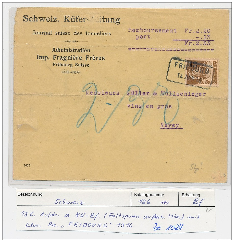 Schweiz - Alter  Nachnahme Beleg     ( Ze 1024  )  Siehe Bild - Storia Postale