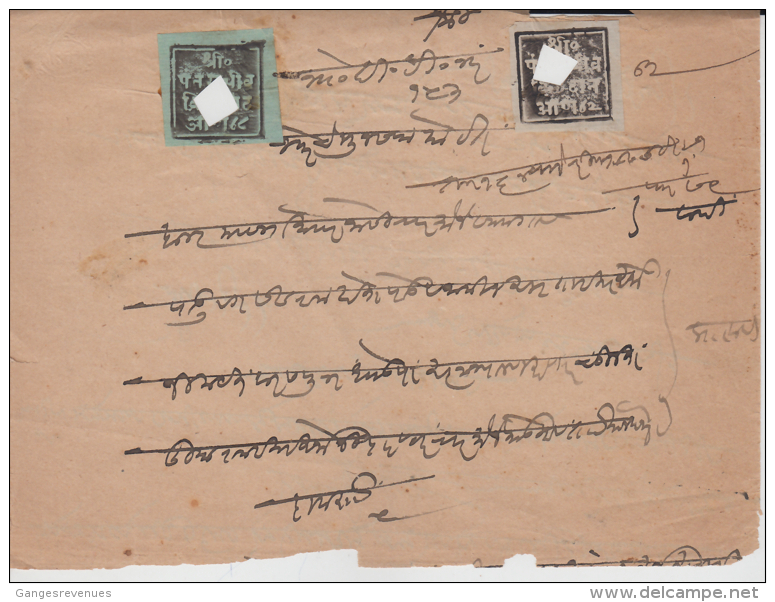 Bhor State  2A & 8A  Revenues Type 20  K&M 200 & 203  On Document # 91105 Inde Indien  India Fiscaux Fiscal Revenue - Bhor