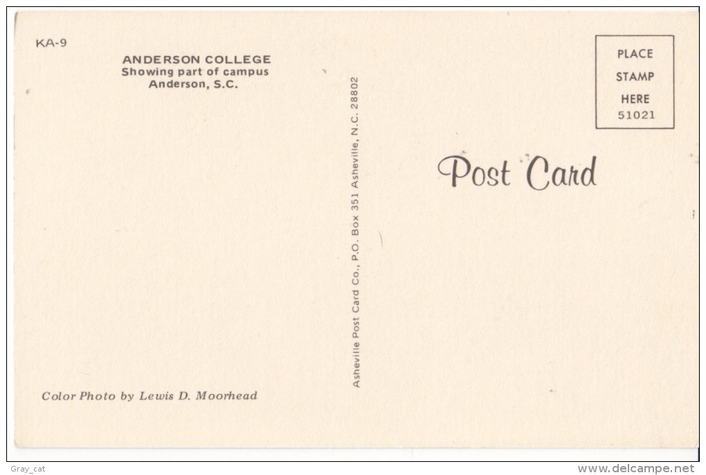 Anderson College, Showing Part Of Campus, Anderson, SC, Unused Postcard [17622] - Anderson