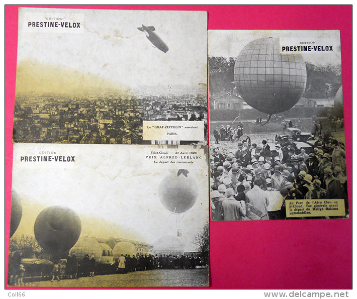 Aviation Aviateurs Ballons Dirigeable 8 Publicité édition Prestine-Velox Clichés Imprimés Sur Carton 18x13 Cms 1928-1930 - Advertisements