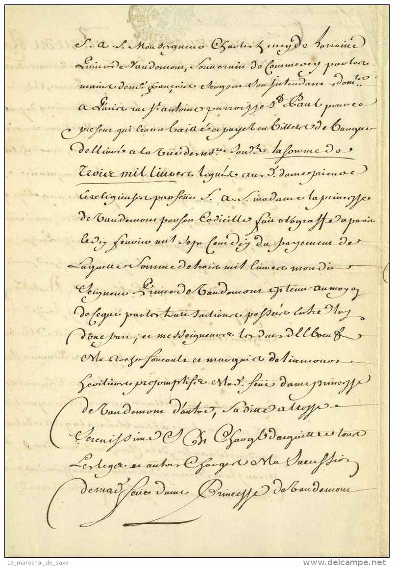 MONASTERE DE NOTRE-DAME DU VAL D&rsquo;OSNE (Bénédictines) - 1720 - Charenton - Princesse De VAUDEMONT - Historische Dokumente