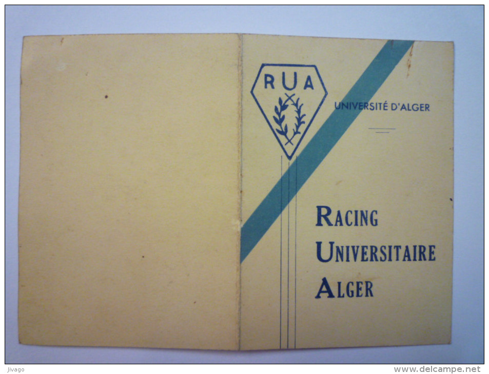 RACING  UNIVERSITAIRE D'ALGER  : Carte De Membre Honoraire  Section  FOOTBALL  1947   - Altri & Non Classificati