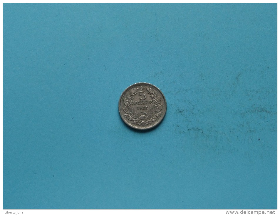 1922 - 5 Centavos - KM 165 ( Uncleaned Coin / For Grade, Please See Photo ) !! - Cile