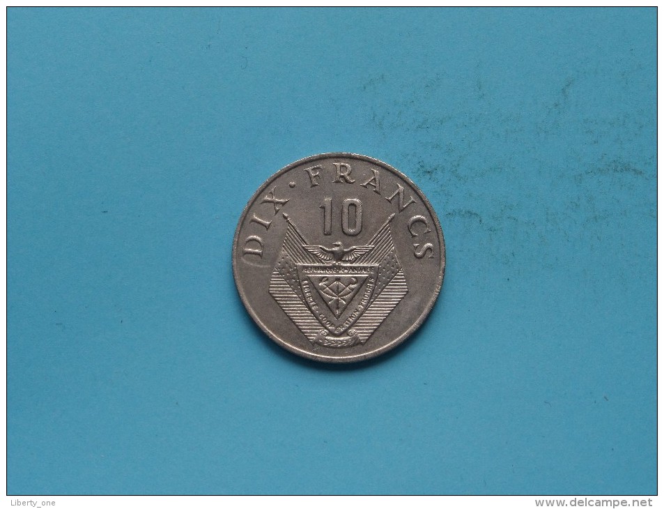 1974 - Dix Franc - KM 14.1 ( Uncleaned Coin / For Grade, Please See Photo ) !! - Rwanda