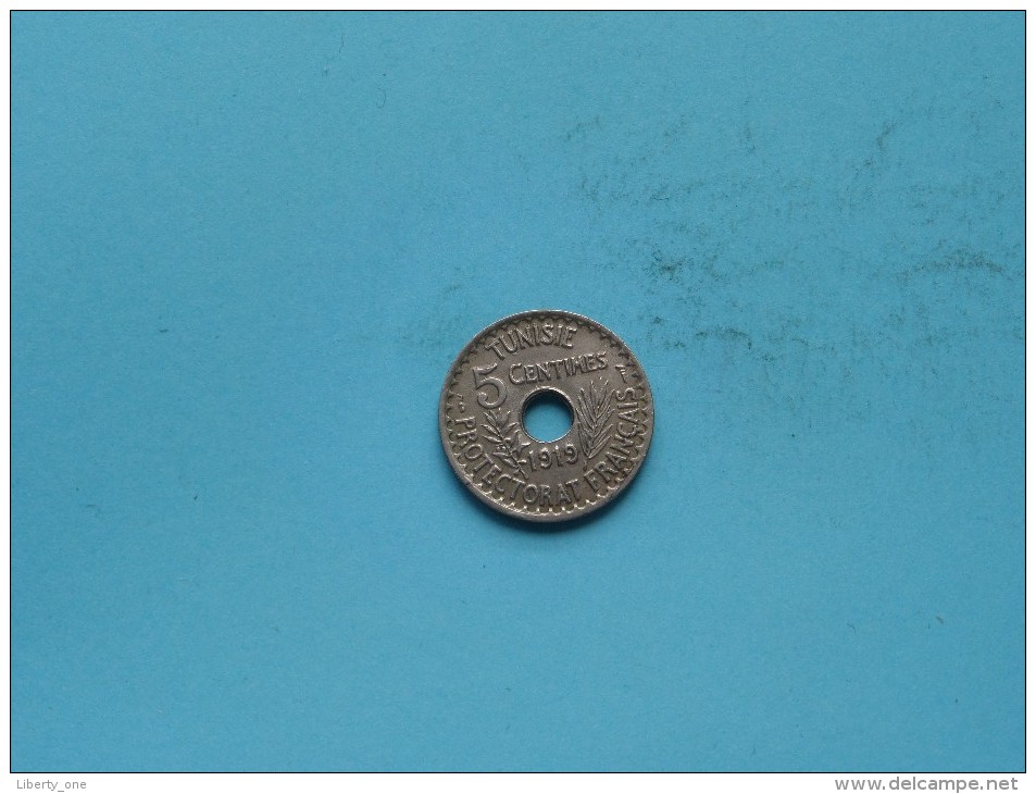 1919 - 5 Cent - KM 242 ( Uncleaned Coin / For Grade, Please See Photo ) !! - Tunisie
