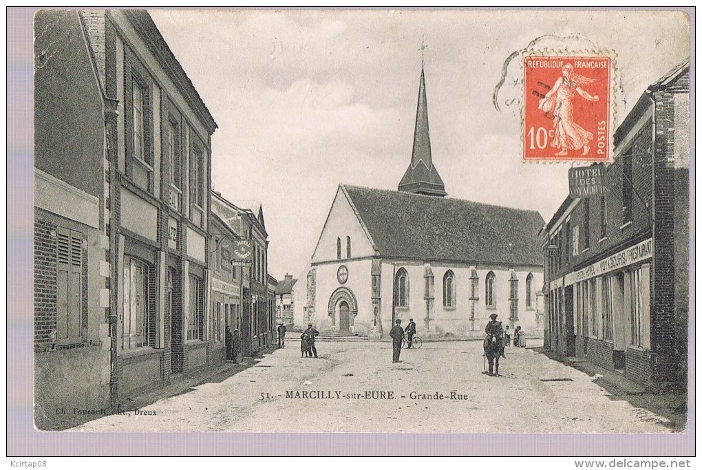 MARCILLY - Sur - EURE . Grande Rue . Animé . - Marcilly-sur-Eure