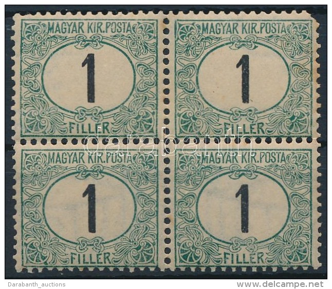 ** 1903 Zöldportó 1f Négyestömb Csillagvízjellel (sarokhiány, Rozsda) - Altri & Non Classificati