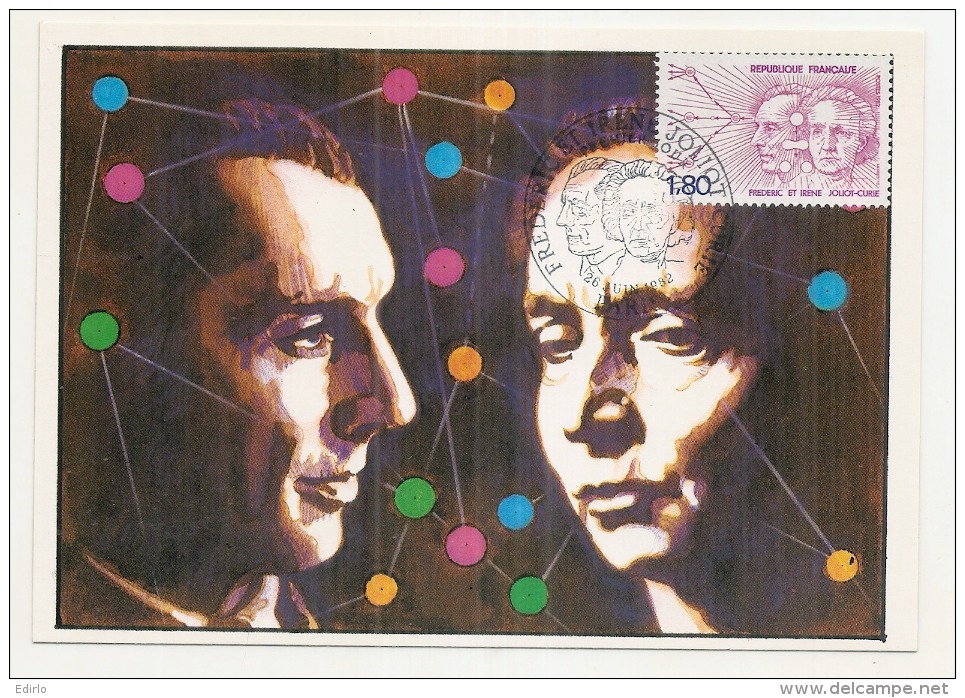 Frederic Et Helene Joliot Curie Sciences Physoqique Nobel  CARTE MAXIMUM - Prix Nobel