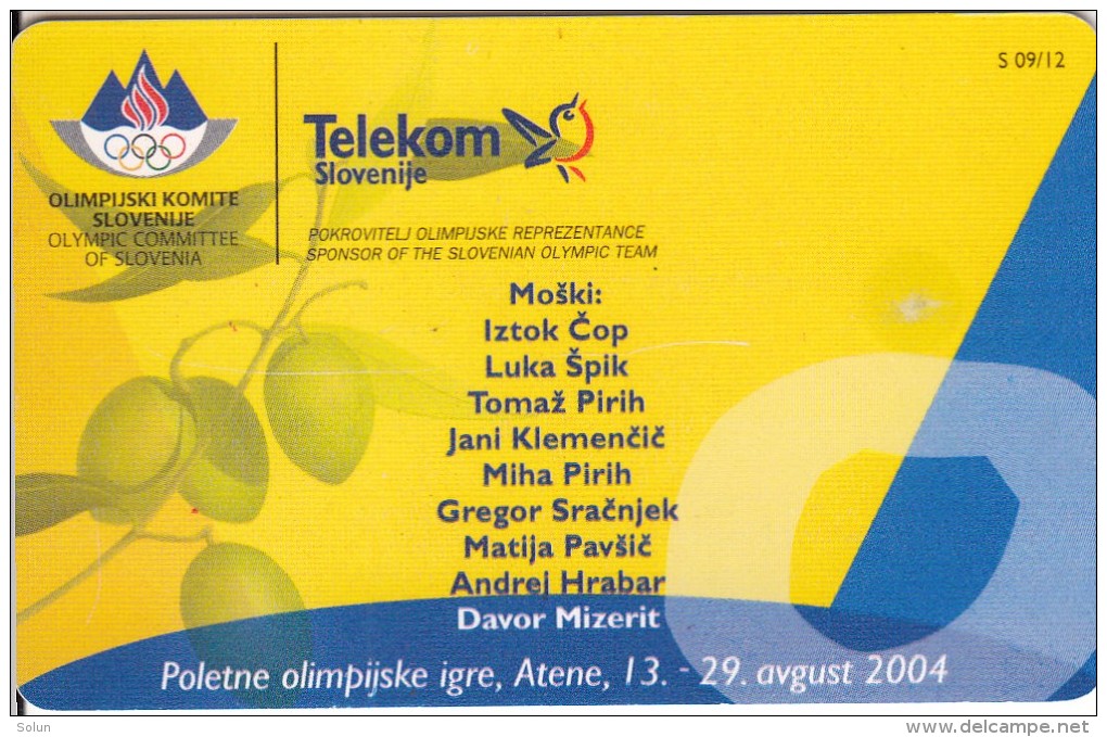 SLOVENIA SLOVENIJA PHONECARD 2004 OI ATENE VESLANJE SOG ATHENS ROWING TELEKOM CAT.NO. 587 - Olympische Spiele