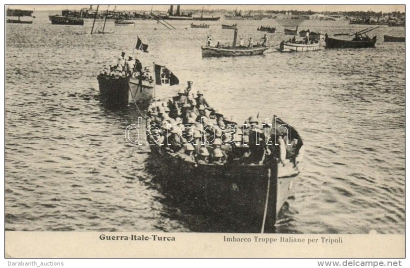 ** T1/T2 Guerra Italo-Turca. Imbarco Truppe Italiane Per Tripoli / Italian-Turkish War,  Italian Troops Towards... - Non Classificati