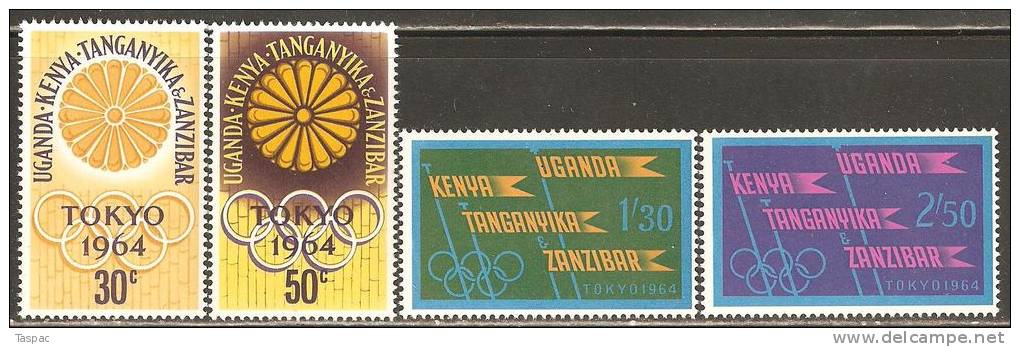 Kenya, Uganda, Tanganyika And Zanzibar 1964 Mi# 132-135 ** MNH - 18th Olympic Games, Tokyo - Kenya, Uganda & Tanganyika