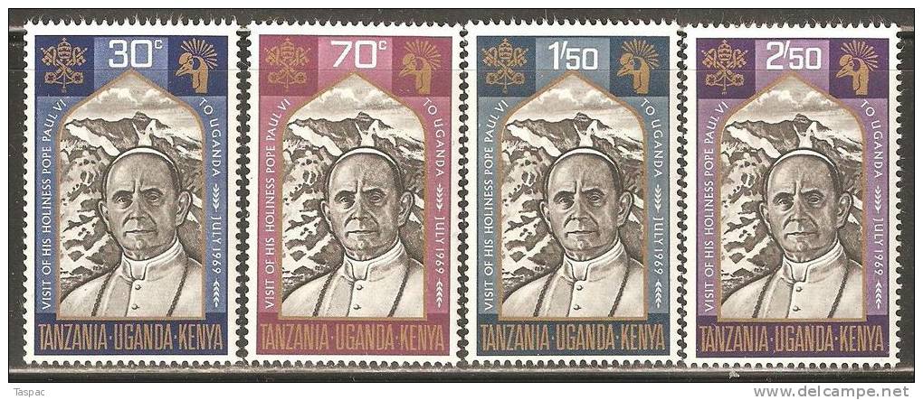 Kenya, Uganda And Tanzania 1969 Mi# 189-192 ** MNH - Visit Of Pope Paul VI To Uganda - Kenya, Ouganda & Tanzanie