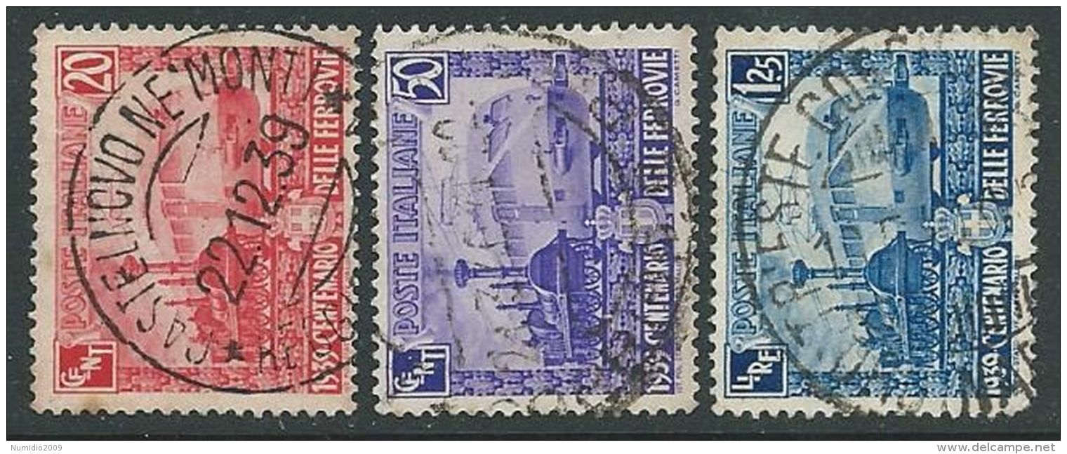 1939 REGNO USATO FERROVIE 3 VALORI - U11-8 - Used