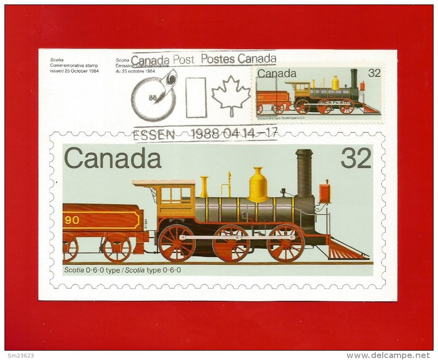 CANADA  1984 , Locomotive - Maximum Card - First Day Salon Der Philatelie Zum XIX. Weltpost-Kongress Hamburg - Tarjetas – Máxima