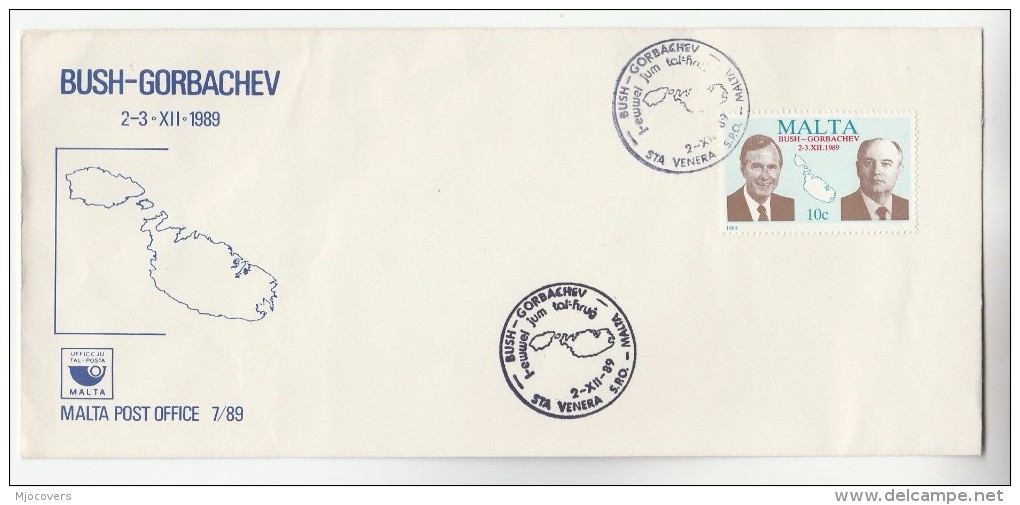 1989 MALTA FDC Stamps PRESIDENT BUSH & GORBACHEV Cover - Malte