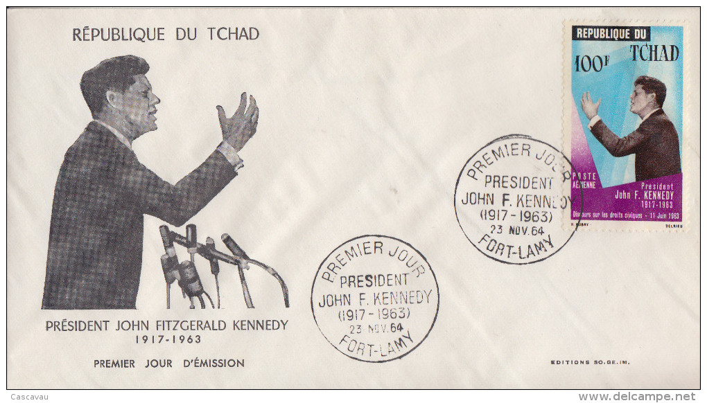 Enveloppe  FDC  1er  Jour    TCHAD    Président   John  KENNEDY   1964 - Kennedy (John F.)
