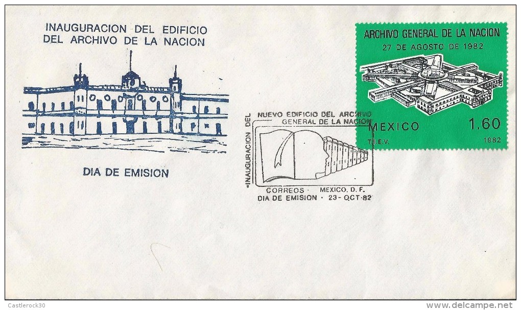 B)1982 MEXICO, BUILDING, ARCHITECTURE, BOOKS,  INAUGURATION OF BUILDING STOCK OF THE NATION, GENERAL ARCHIVE OF THE NATI - Mexico