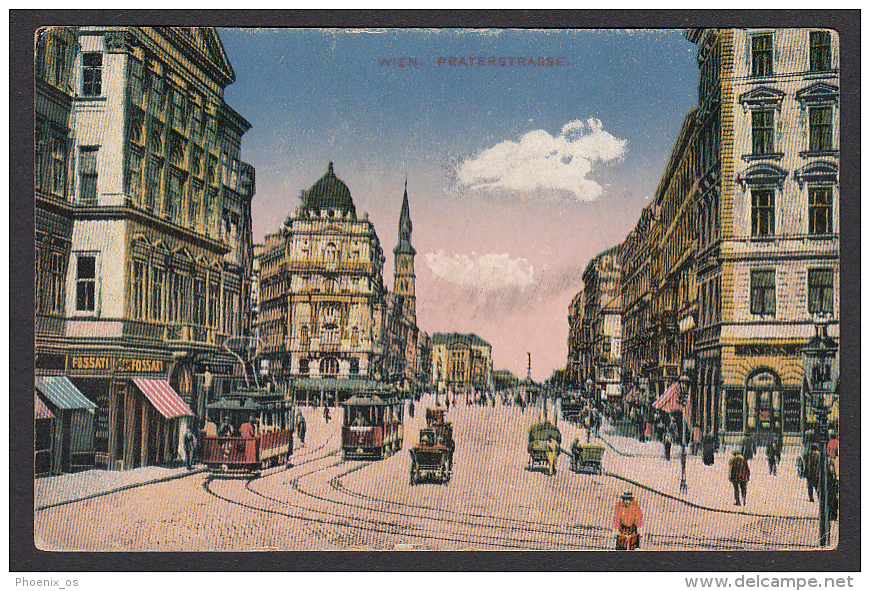AUSTRIA - Vienna, Wien - Praterstrasse, Tram, Old Postcard - Prater