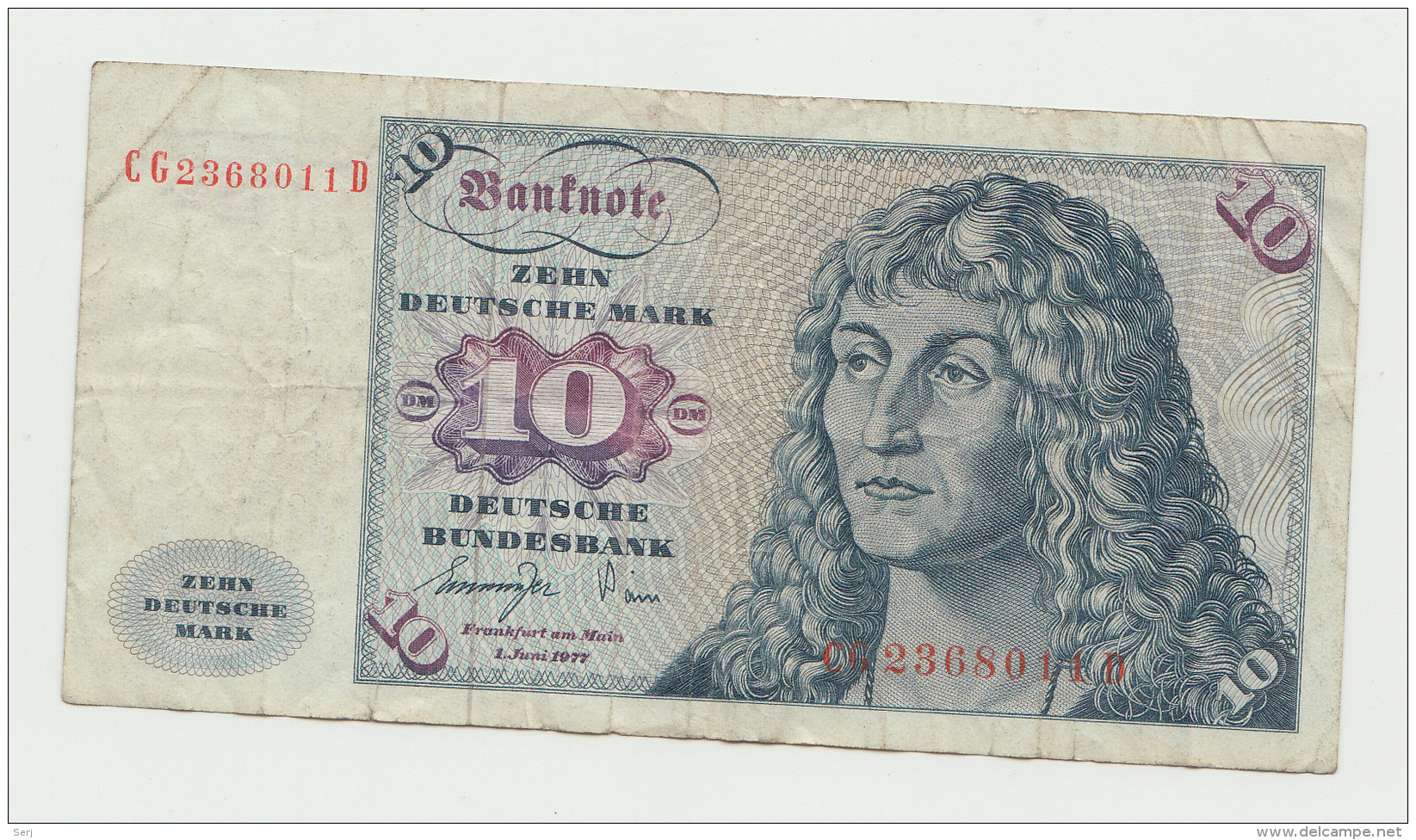 Germany 10 Deutsche Mark 1977 AVF+  Banknote Pick 19 - 10 DM