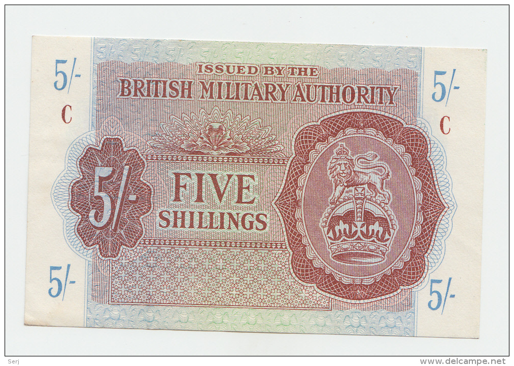 BRITISH MILITARY AUTHORITY 5 SHILLINGS 1943 XF+ Pick M4 - British Military Authority