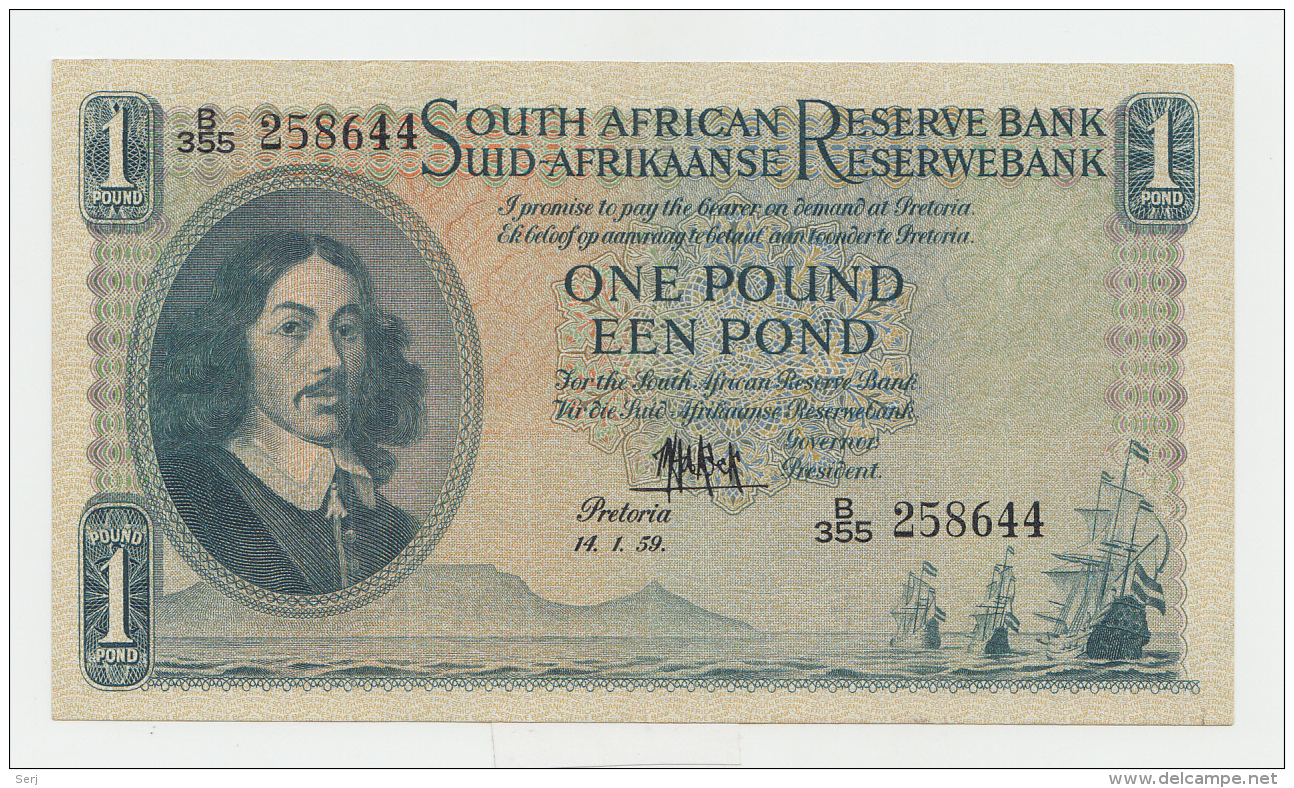 SOUTH AFRICA 1 Pound 1959 VF++ Pick 92d  92 D - Afrique Du Sud