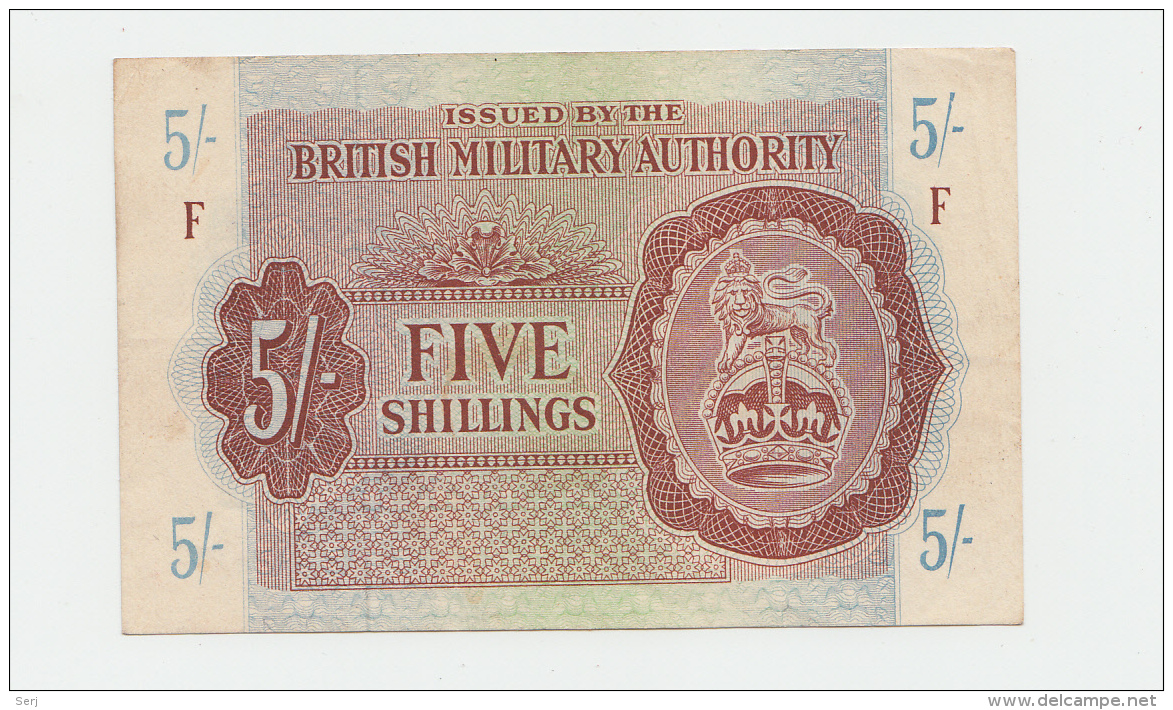 Great Britain British Military Authority 5 Shillings 1943 VF++ Pick M4 - British Military Authority