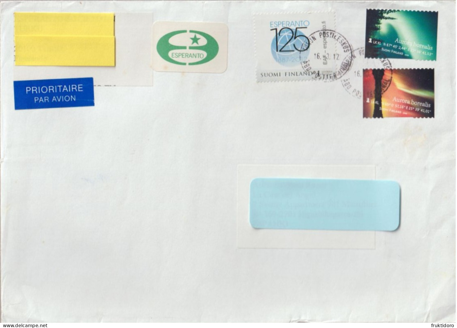 Finland Letter With Mi 1993-1994 Northern Lights (Aurora Borealis) & Esperanto 125 Years. - Storia Postale