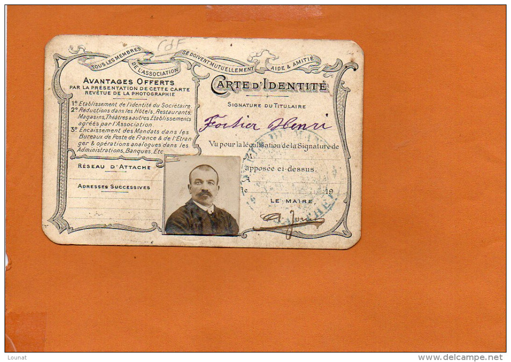 Carte D'Identité - Association Fraternelle Des Employés Et Ouvriers Des Chemins De Fer Français - 1915 Mr Fortier - Chemin De Fer