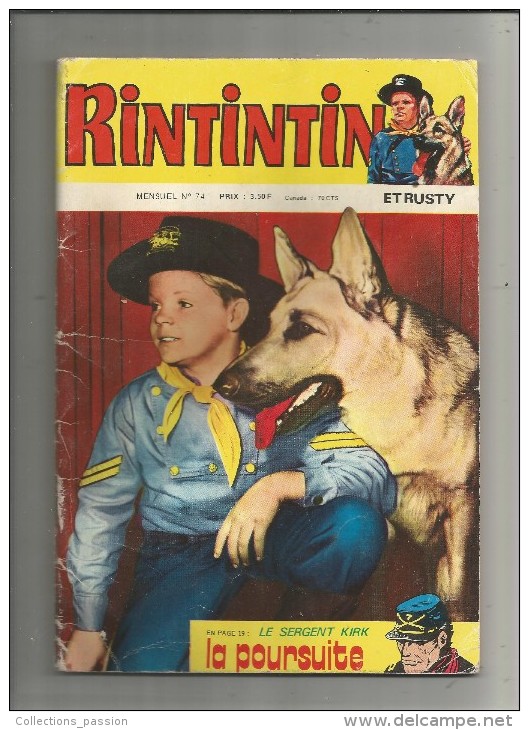 RINTINTIN ET RUSTY , Mensuel , N° 74 ,  1976 , Frais Fr : 2.45€ - Autres & Non Classés