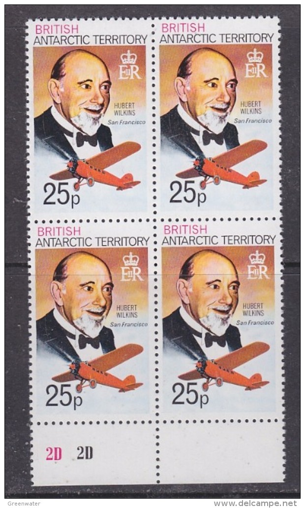 British Antarctic Territory  1981 25p Value  Perf. 12 Hubert Wilkins "San Francisco"  Bl Of 4 ** Mnh (30146) - Ongebruikt