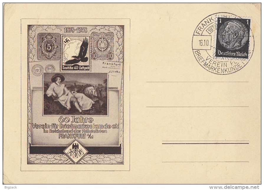 DR Anlasskarte EF Minr.512 SST Frankfurt 16.10.38 60 Jahre Verein Für Briefmarkenkunde - Briefe U. Dokumente