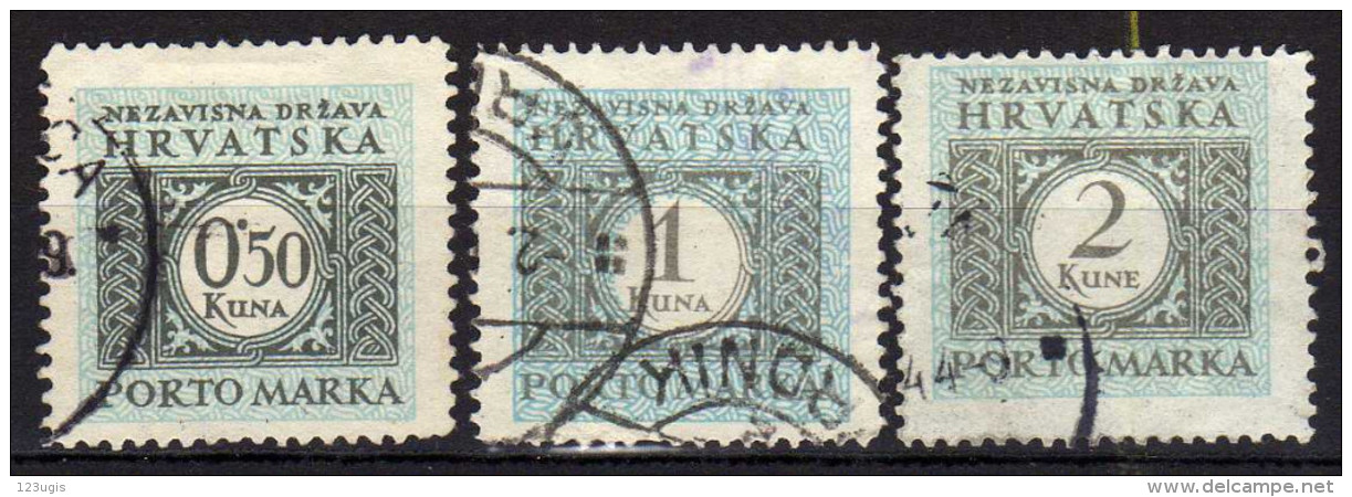 Kroatien (NDH)Portomarken 1942 Mi 11-13 A, Gestempelt [280516Lm] - Croatia