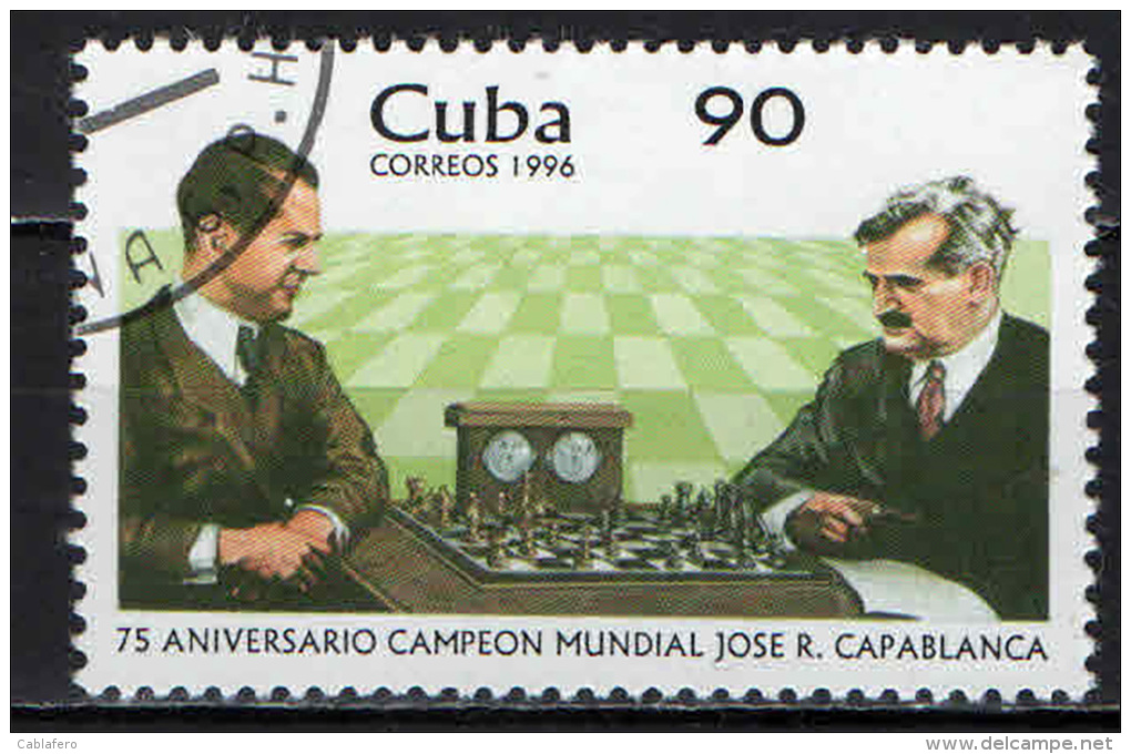 CUBA - 1996 - JOSE' RAUL CAPABLANCA - CAMPIONE MONDIALE DI SCACCHI NEL 1921 - USATO - Usati