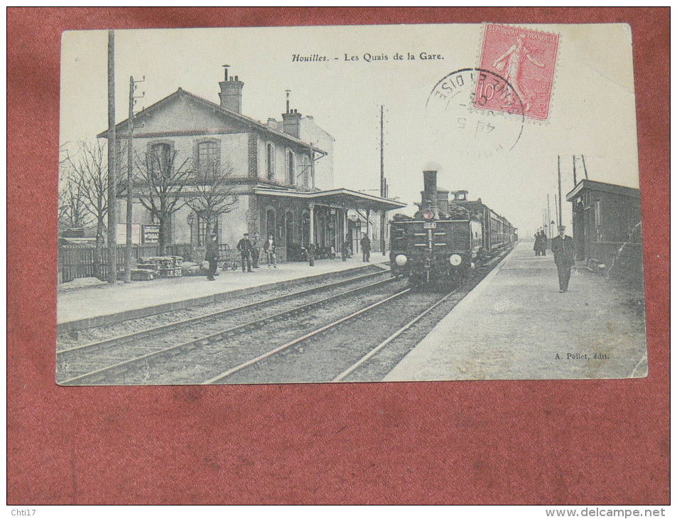 HOUILLES   1905   LES  QUAIS DE LA GARE AVEC TRAIN A VAPEUR   EDIT - Houilles