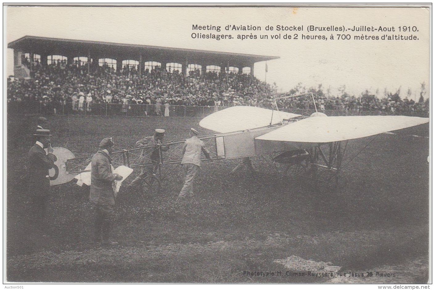 27115g   MEETING D'AVIATION STOCKEL 1910  - OLIESLAGERS APRES UN VOL DE 2 HEURES A 700 METRES D'ALTITUDE - St-Pieters-Woluwe - Woluwe-St-Pierre