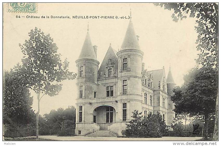 - Indre Et Loire -ref A677- Neuille Pont Pierre - Chateau De La Donneterie - Chateaux - Carte Bon Etat - - Neuillé-Pont-Pierre