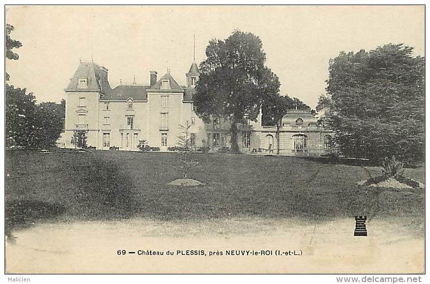 - Indre Et Loire -ref A676- Neuvy Le Roi - Chateau Du Plessis - Chateaux - Carte Bon Etat - - Neuvy-le-Roi