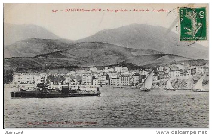 CPA Pyrénées Orientales Carte Ancienne Circulée Banyuls Sur Mer Torpilleur - Banyuls Sur Mer