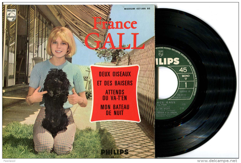 EP 45tours : FRANCE GALL  : Attends Ou Va-t'en - Et Des Baisers (1965) - Other - French Music