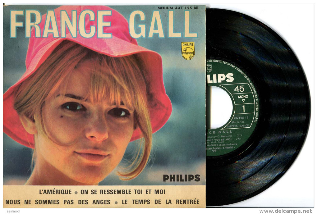 EP 45tours : FRANCE GALL  : L'Amérique - Nous Ne Sommes Pas Des Anges (1965) - Other - French Music