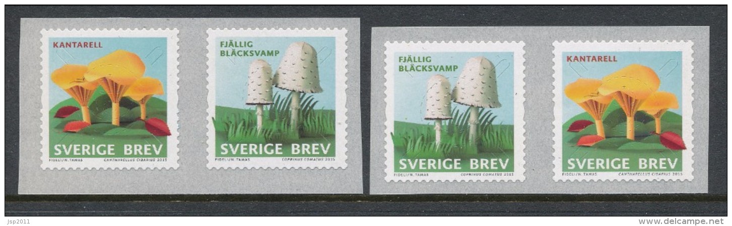 Sweden 2015 Facit # 3074-3075. Svenska Svampar, 2 Coil Pairs. MNH (**) - Unused Stamps