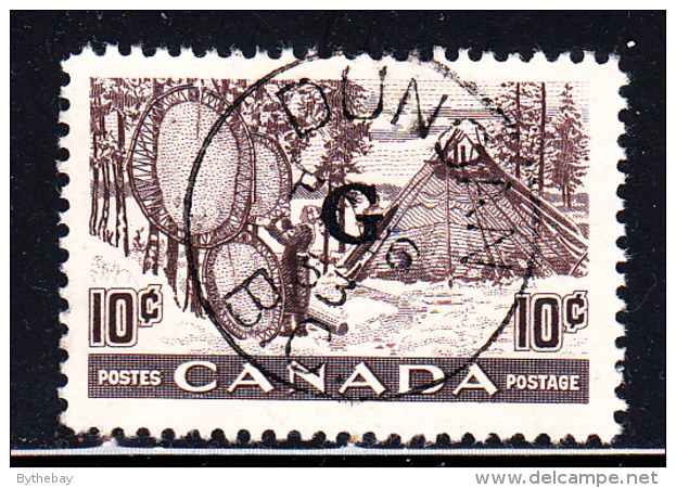 Canada Used Scott #O26 10c Fur Trade - Drying Skins - ´G´ Overprint SON CDS 'Duncan BC' - Overprinted