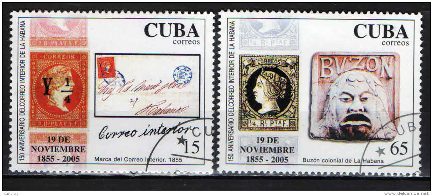 CUBA - 2005 - 150° ANNIVERSARIO DELL'ISTITUZIONE DELLE POSTE CUBANE - USATI - Gebruikt