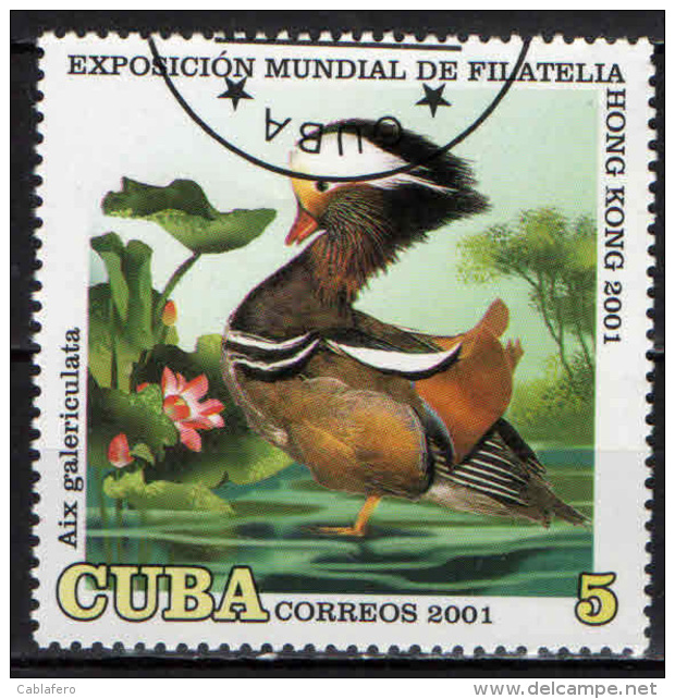 CUBA - 2001 - ESPOSIZIONE MONDIALE DI FILATELIA AD HONG KONG - UCCELLO - BIRD - USATO - Used Stamps