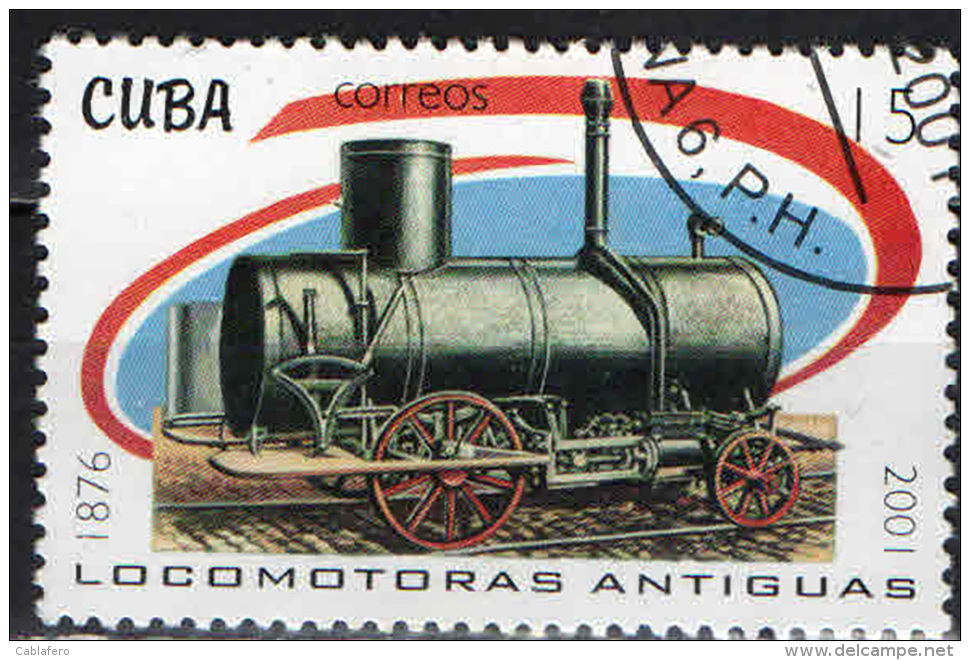 CUBA - 2001 - ANTICA LOCOMOTIVA - USATO - Used Stamps