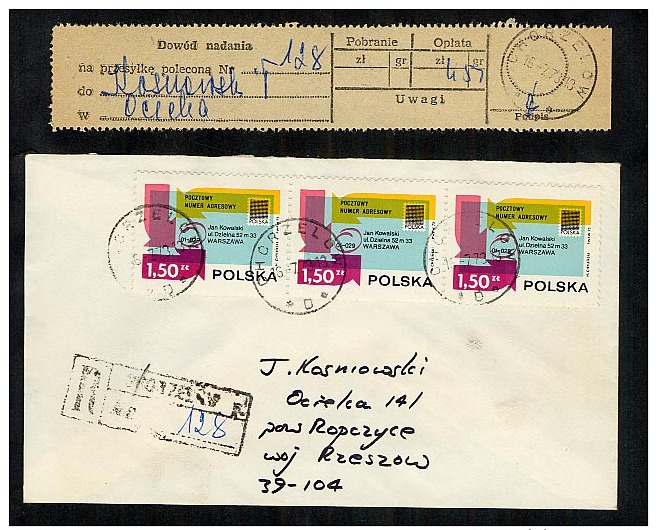 Poland Registered Cover Used 1973 Chorzelow + Receipt (A699) - Covers & Documents