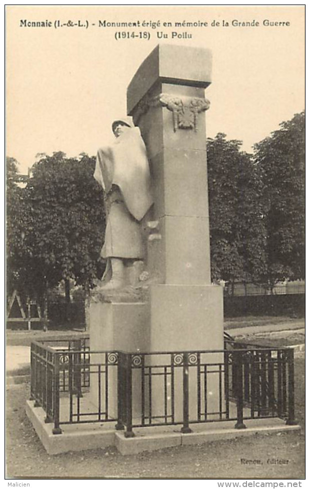 - Indre Et Loire -ref A539- Monnaie -  Un Poilu - Monument Aux Morts - Monuments Aux Morts - Guerre 1914-18 - - Monnaie