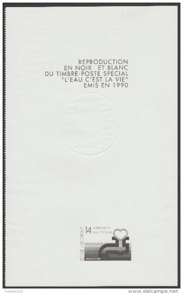 Belgique 1993 Y&T 2364. Feuillet Noir Avec Sceau à Sec De La Poste. L'eau, C'est La Vie (ZNP25) - Poissons