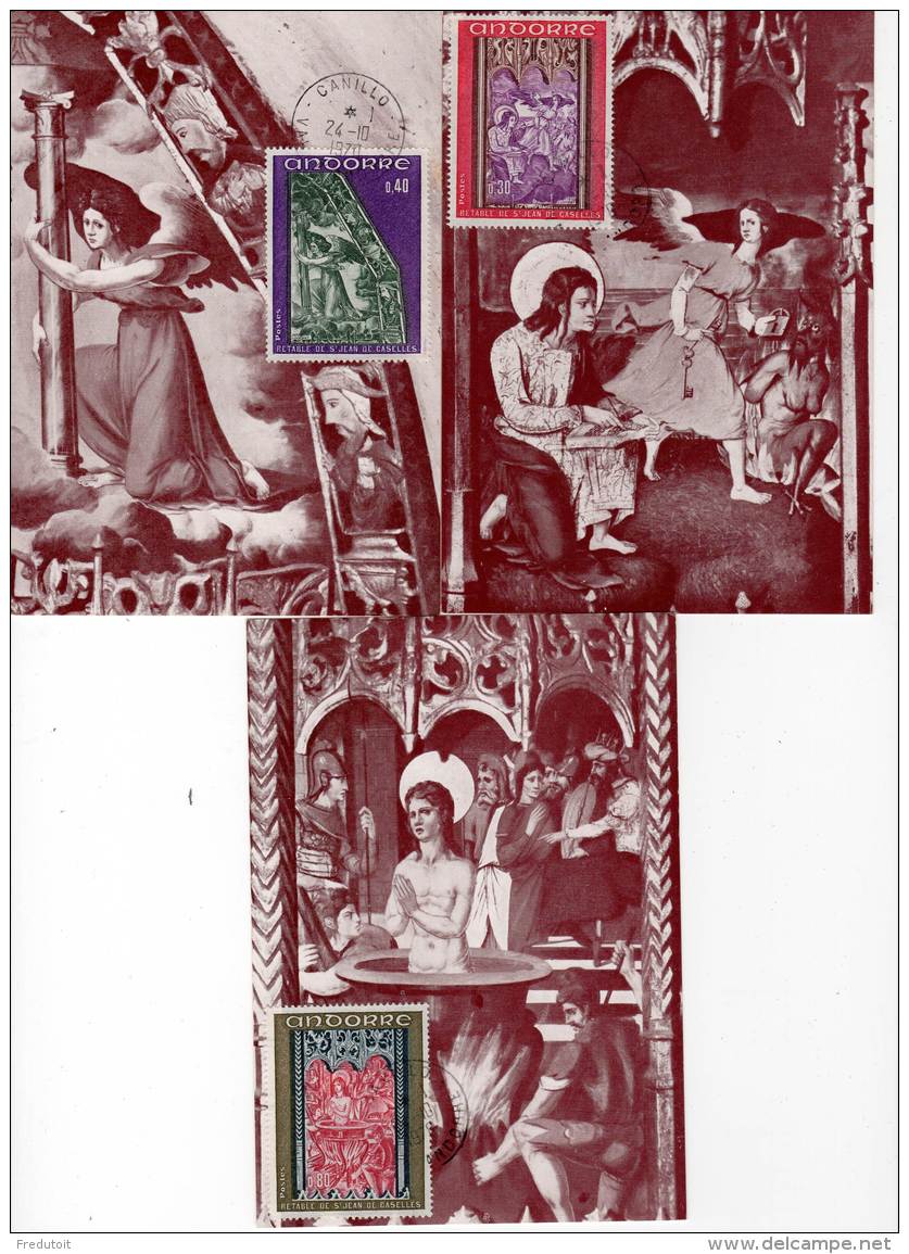 CARTE MAXIMUM - ANDORRE - N°206/8 - Retable De La Chapelle Saint-Jean De Caselles (1970) - Cartes-Maximum (CM)